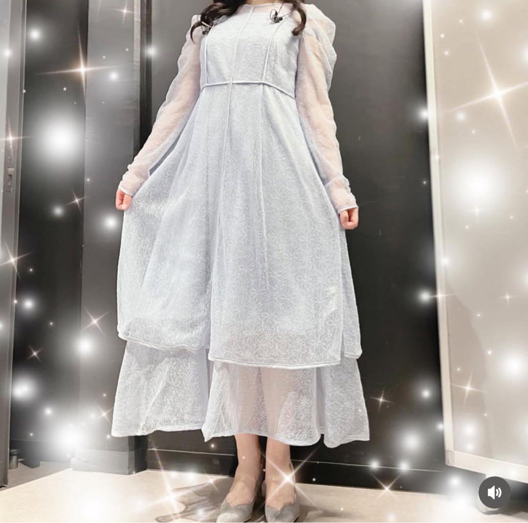 furfur パフスリーブレースドレス