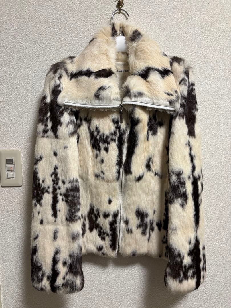 Pinky & Dianne ラビットファーコート ホワイト・ブラック