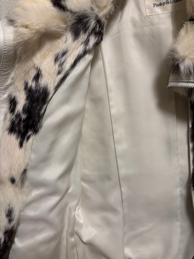 Pinky & Dianne ラビットファーコート ホワイト・ブラック