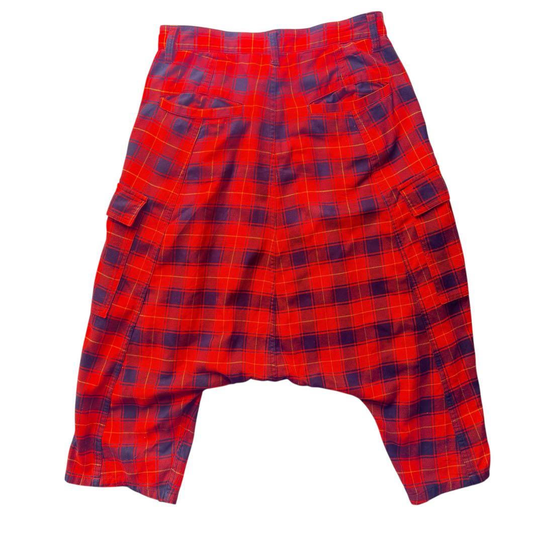 トリココムデギャルソン　赤黒タータンチェック　サルエルパンツ