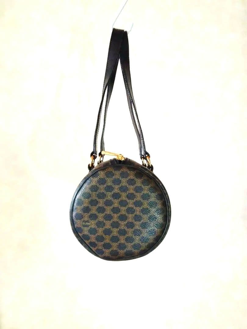 セリーヌ マカダム ブラゾン柄 円筒型 ブラウン レア 希少 美品 匿名配送