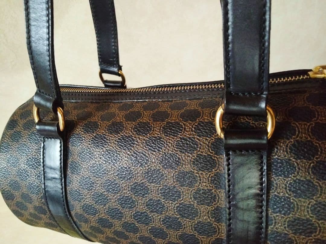 セリーヌ マカダム ブラゾン柄 円筒型 ブラウン レア 希少 美品 匿名配送