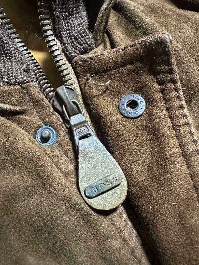 80s HUGO BOSS スエード レザージャケット 中綿 ヒューゴボス