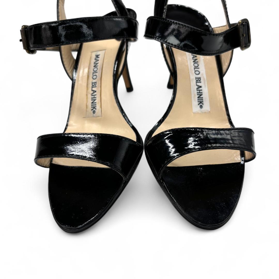 映画の主人公に！マノロブラニク アンクルストラップサンダル 黒 36 23cm