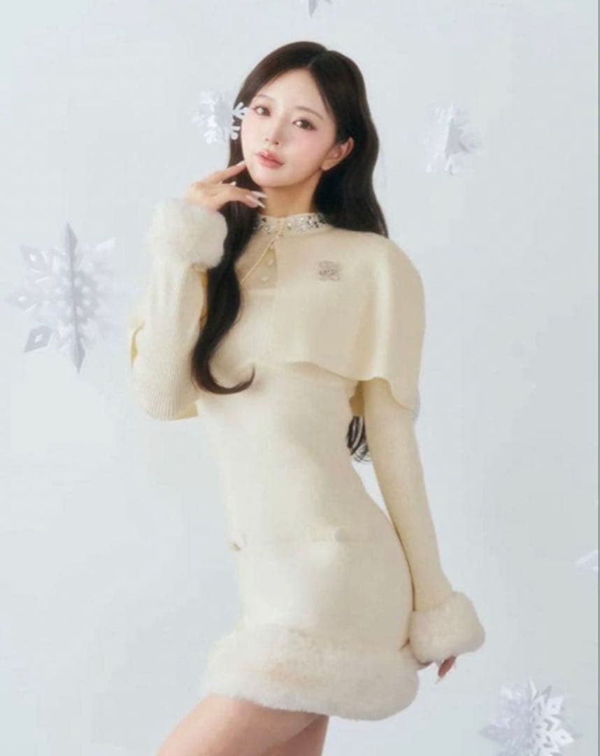 Darich ビジューケープニットワンピース free