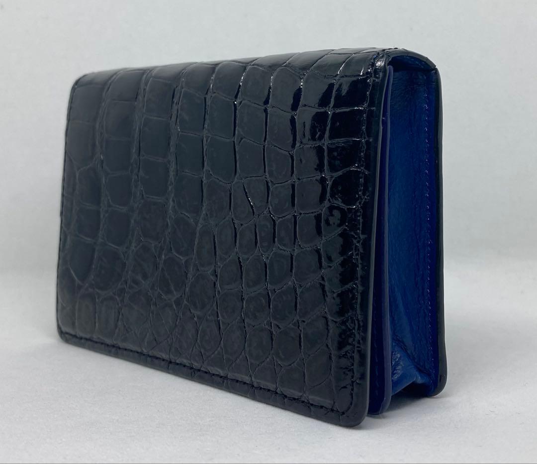 池田工芸 クロコダイル カードケース ブラック/ブルー