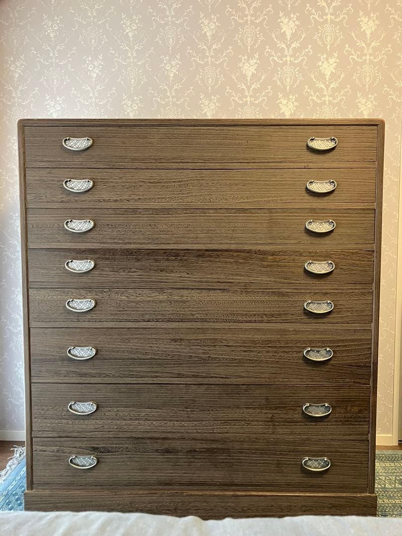 り*ち様 総桐箪笥　加茂桐箪笥朝倉家具　踊桐　焼桐仕上　8段引き天板天丸型　上5