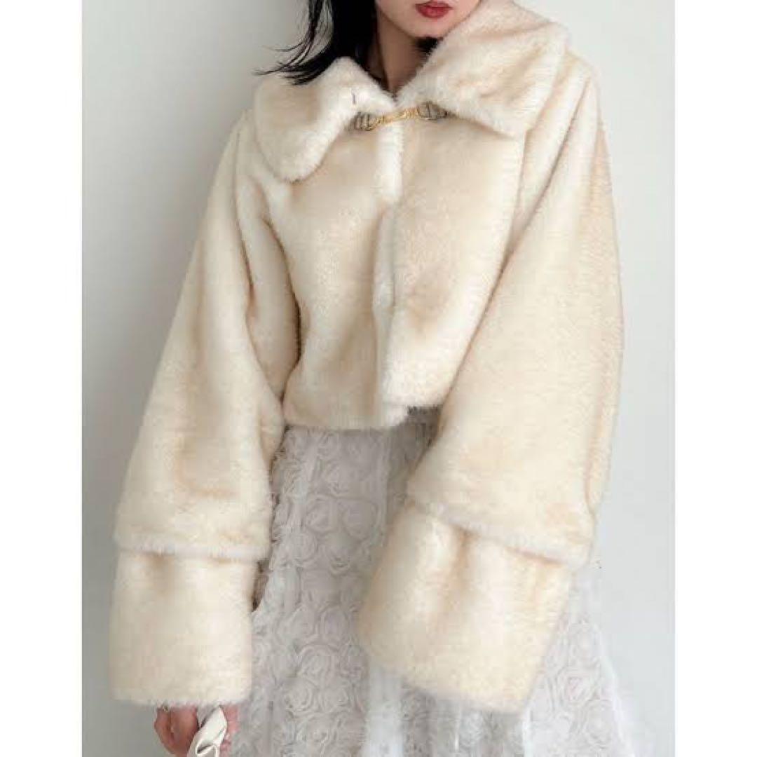 dazzlin ビットショートミンクライクファーコート オフホワイト