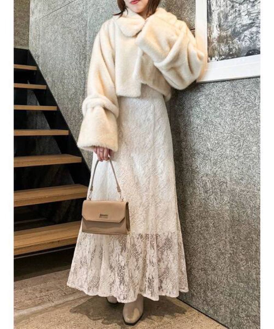 dazzlin ビットショートミンクライクファーコート オフホワイト