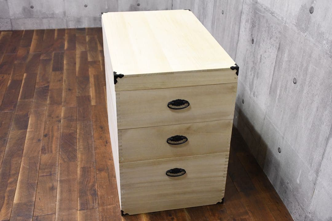 EGK3 未使用保管品 総桐 収納ケース 3段 キャスター付き 高さ72.5cm