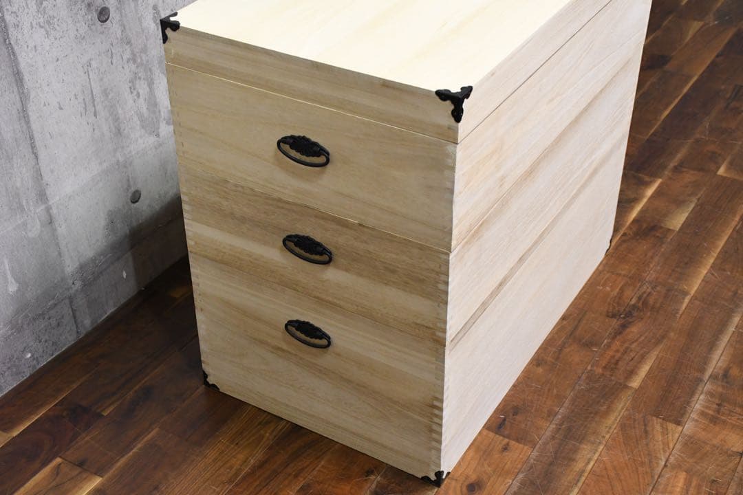 EGK3 未使用保管品 総桐 収納ケース 3段 キャスター付き 高さ72.5cm