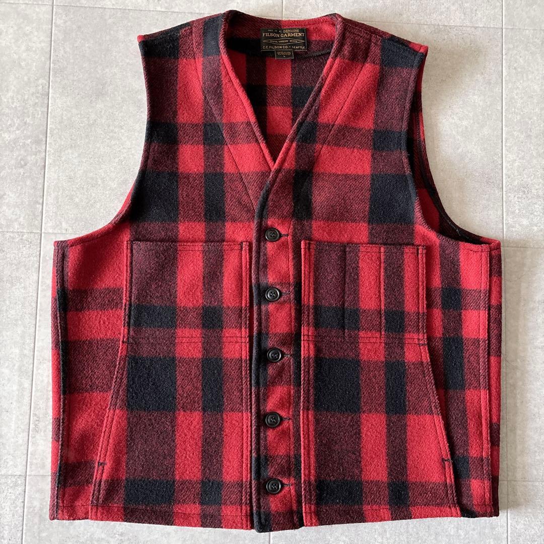 USA製 極美品 フィルソン マッキーノウール ベスト L レッドブラック 現行