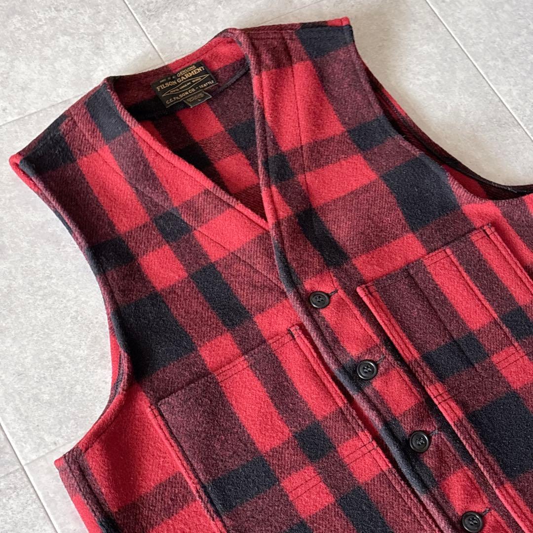 USA製 極美品 フィルソン マッキーノウール ベスト L レッドブラック 現行