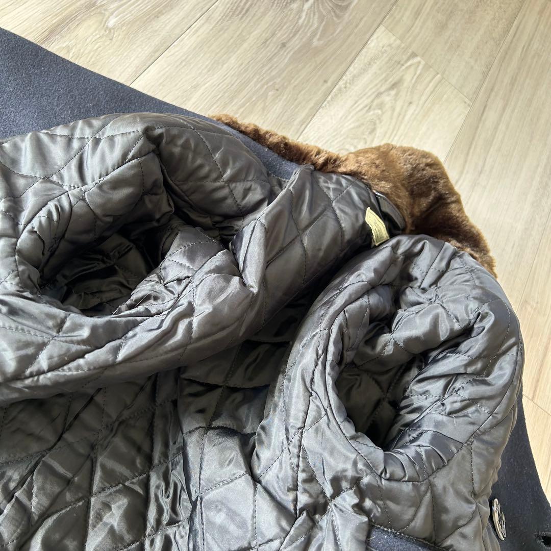 【美品】ディセンダント ピーコート Pコート メルトン 襟ファー 1 ネイビー