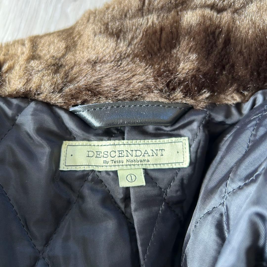 【美品】ディセンダント ピーコート Pコート メルトン 襟ファー 1 ネイビー
