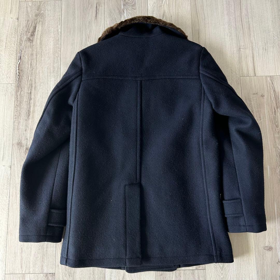 【美品】ディセンダント ピーコート Pコート メルトン 襟ファー 1 ネイビー