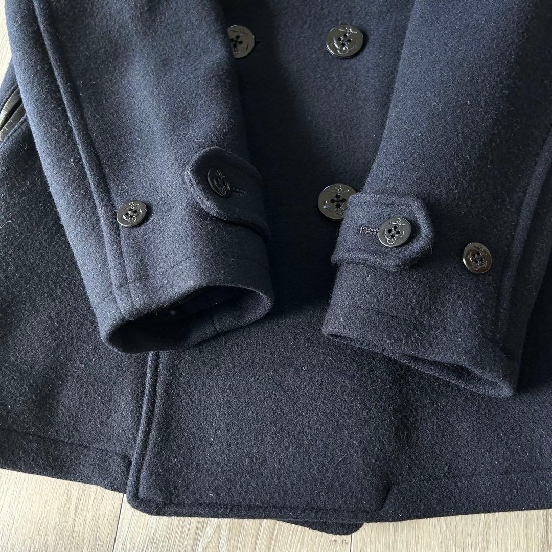 【美品】ディセンダント ピーコート Pコート メルトン 襟ファー 1 ネイビー