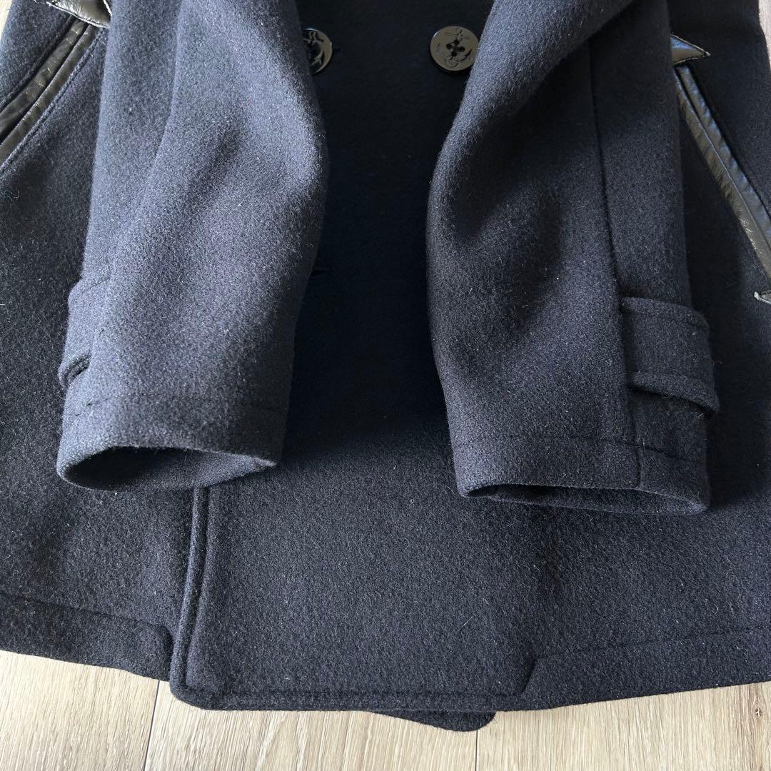 【美品】ディセンダント ピーコート Pコート メルトン 襟ファー 1 ネイビー