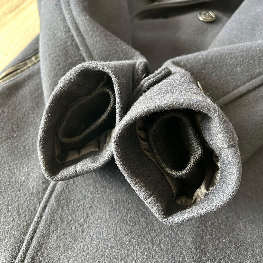 【美品】ディセンダント ピーコート Pコート メルトン 襟ファー 1 ネイビー