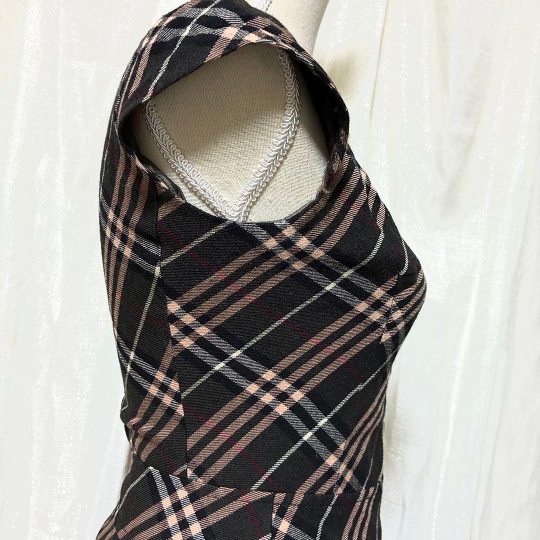 バーバリーブルーレーベル ノバチェック フレアワンピース ホースロゴ刺繍 38