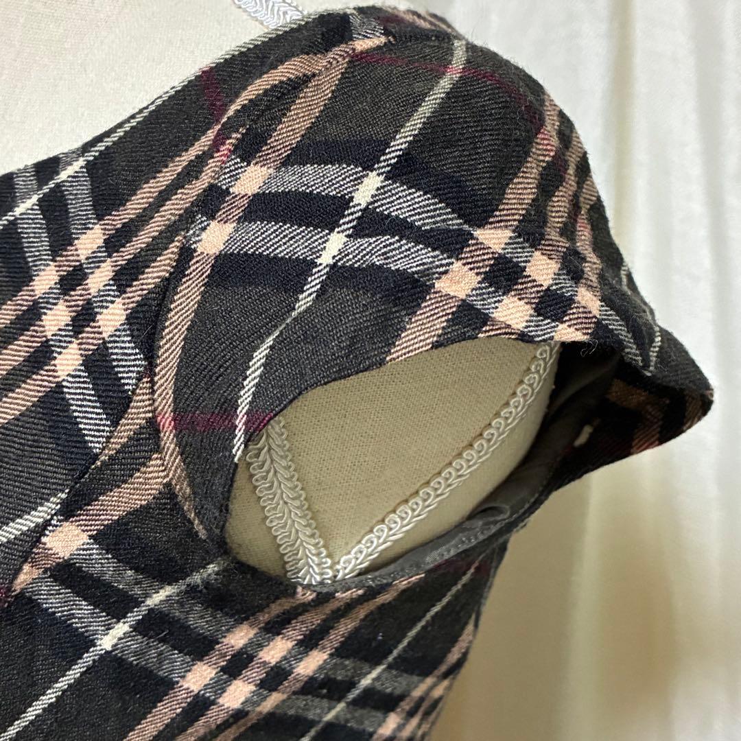 バーバリーブルーレーベル ノバチェック フレアワンピース ホースロゴ刺繍 38
