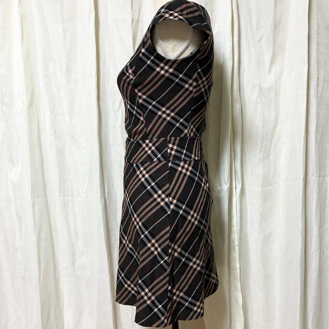バーバリーブルーレーベル ノバチェック フレアワンピース ホースロゴ刺繍 38