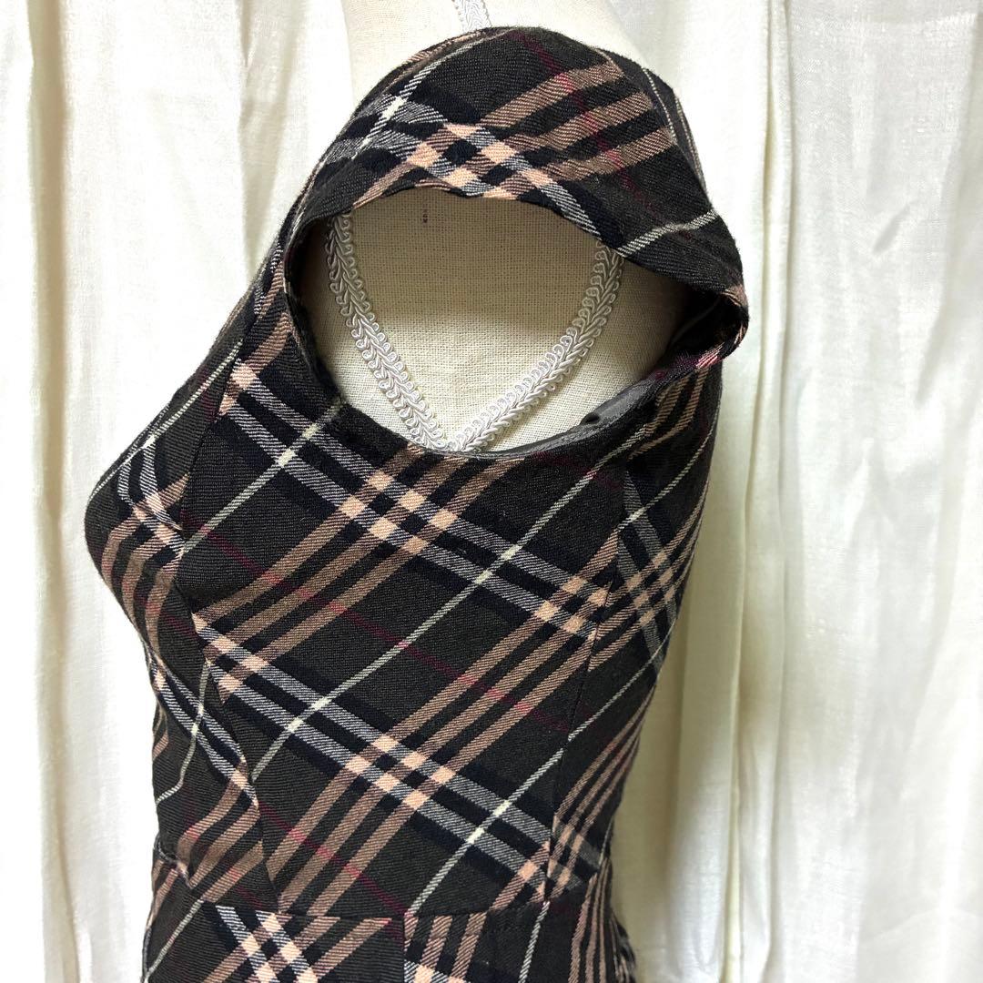 バーバリーブルーレーベル ノバチェック フレアワンピース ホースロゴ刺繍 38