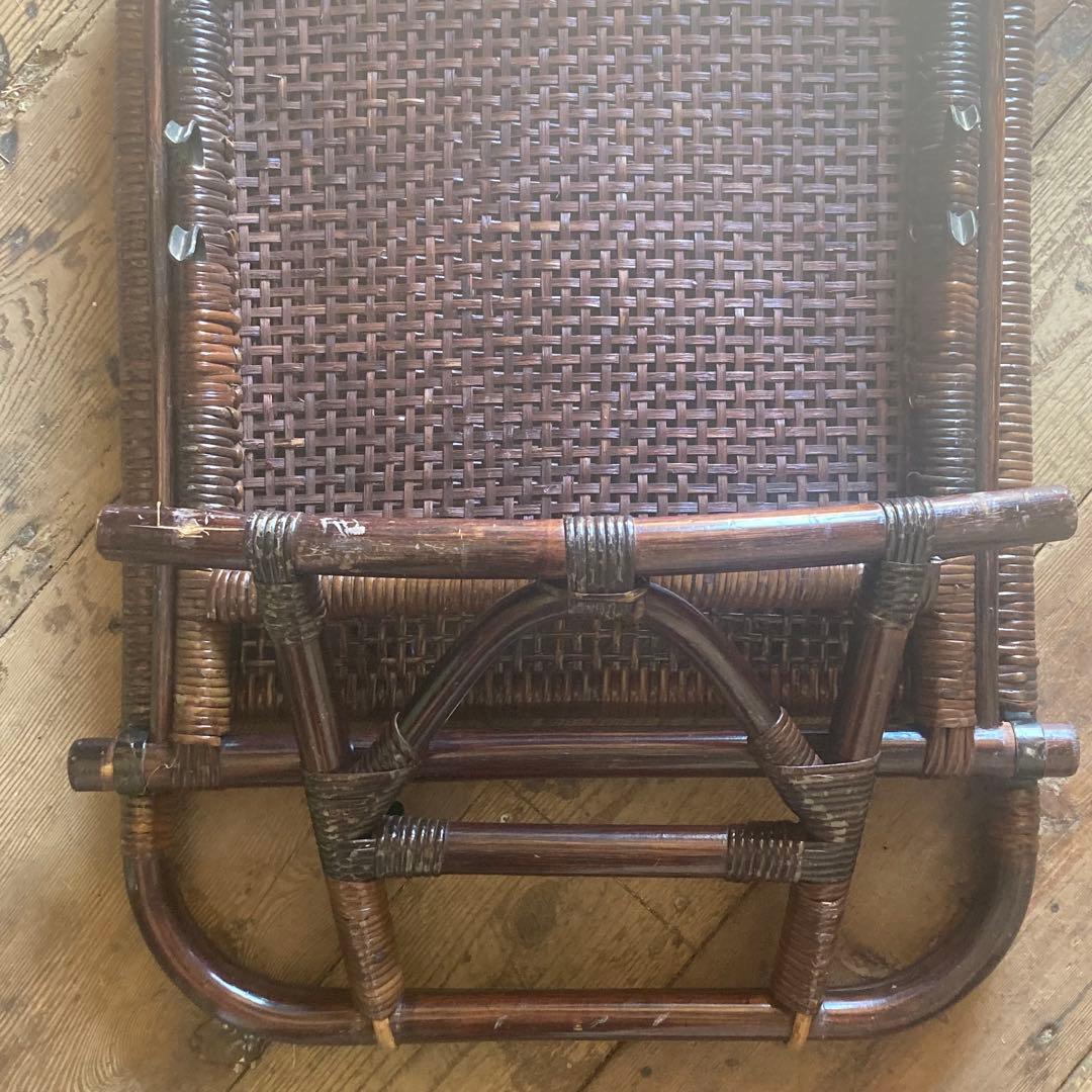 2点セット ヴィンテージ ラタン 折り畳み 座椅子 レトロ 和モダン