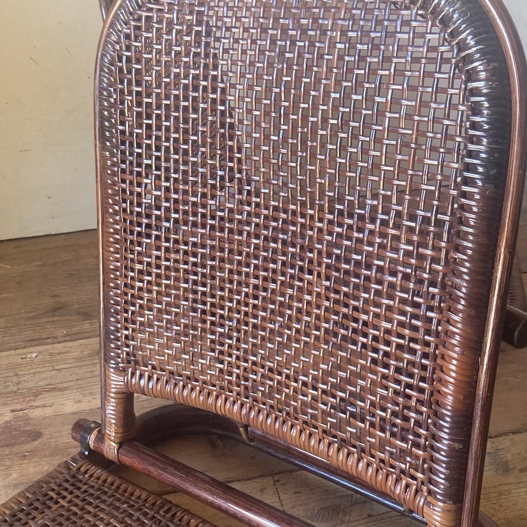 2点セット ヴィンテージ ラタン 折り畳み 座椅子 レトロ 和モダン