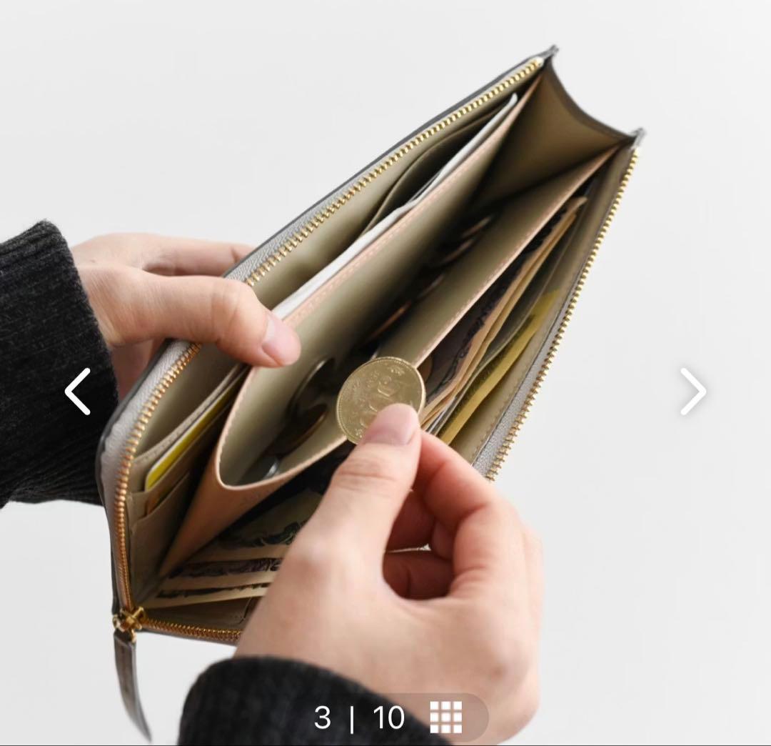 新品未使用★北欧暮らしの道具店「スリムに見えて収納上手」L字ファスナーの長財布