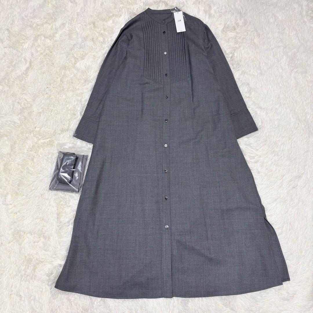 れい様【未使用タグ付き】23区　ウールストレッチツイル ピンタックワンピース
