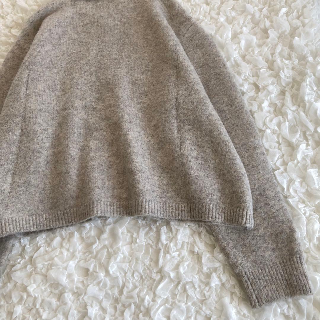 ミズイロインド◆ 襟付きショートカーディガン ウール ニット ライトベージュ