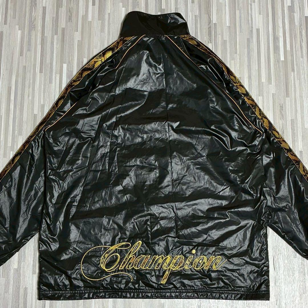 championチャンピオン　ナイロンセットアップ　ブラック×ゴールド　XL