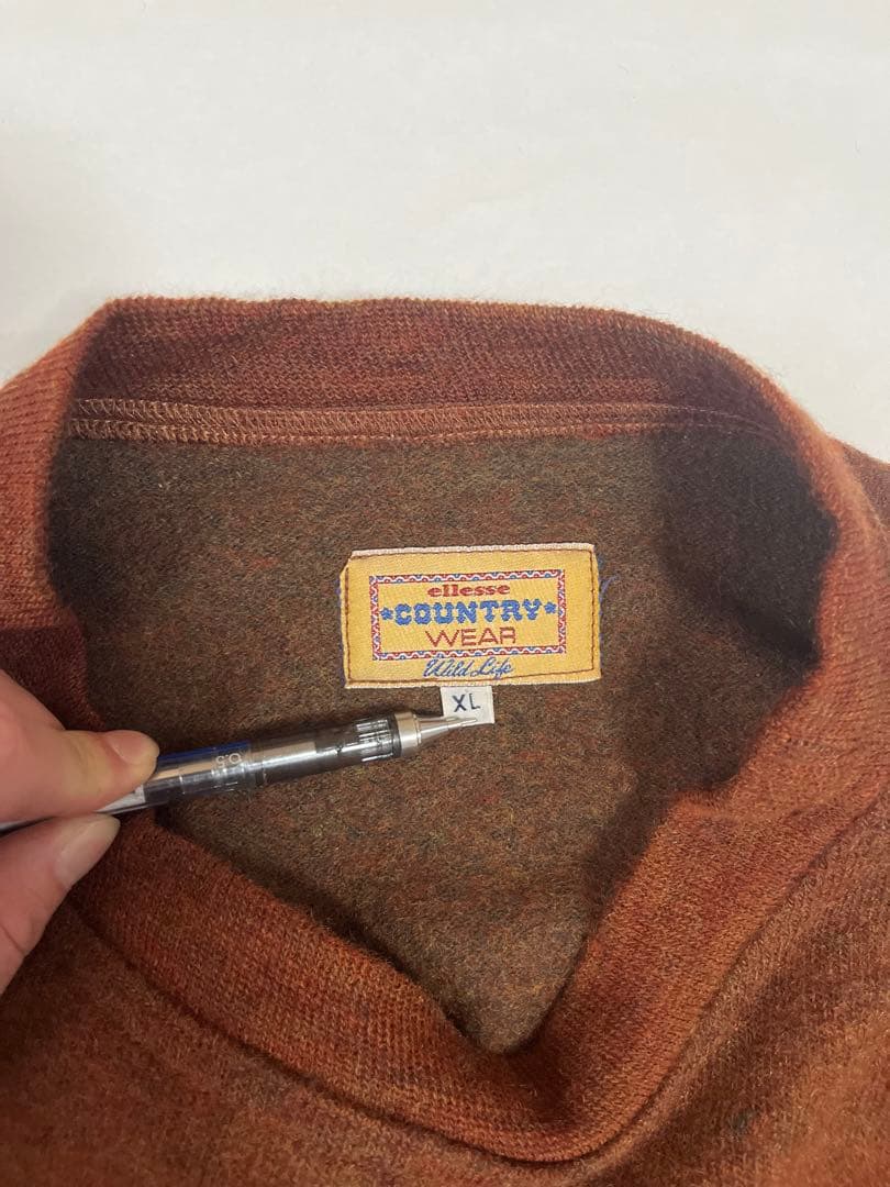 【希少 70s】ellesse COUNTRY WEAR 刺繍セーター XL 茶