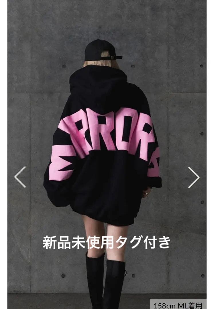 mirror9 アイコンパーカー　ブラックピンク　ML