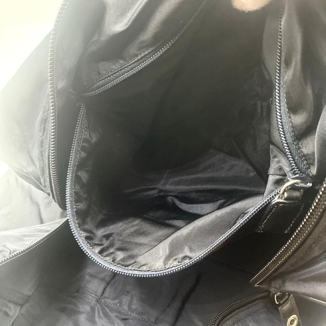 美品 プラダ ボストンバッグ ナイロン サフィアーノ 白タグ 大容量 ブラック