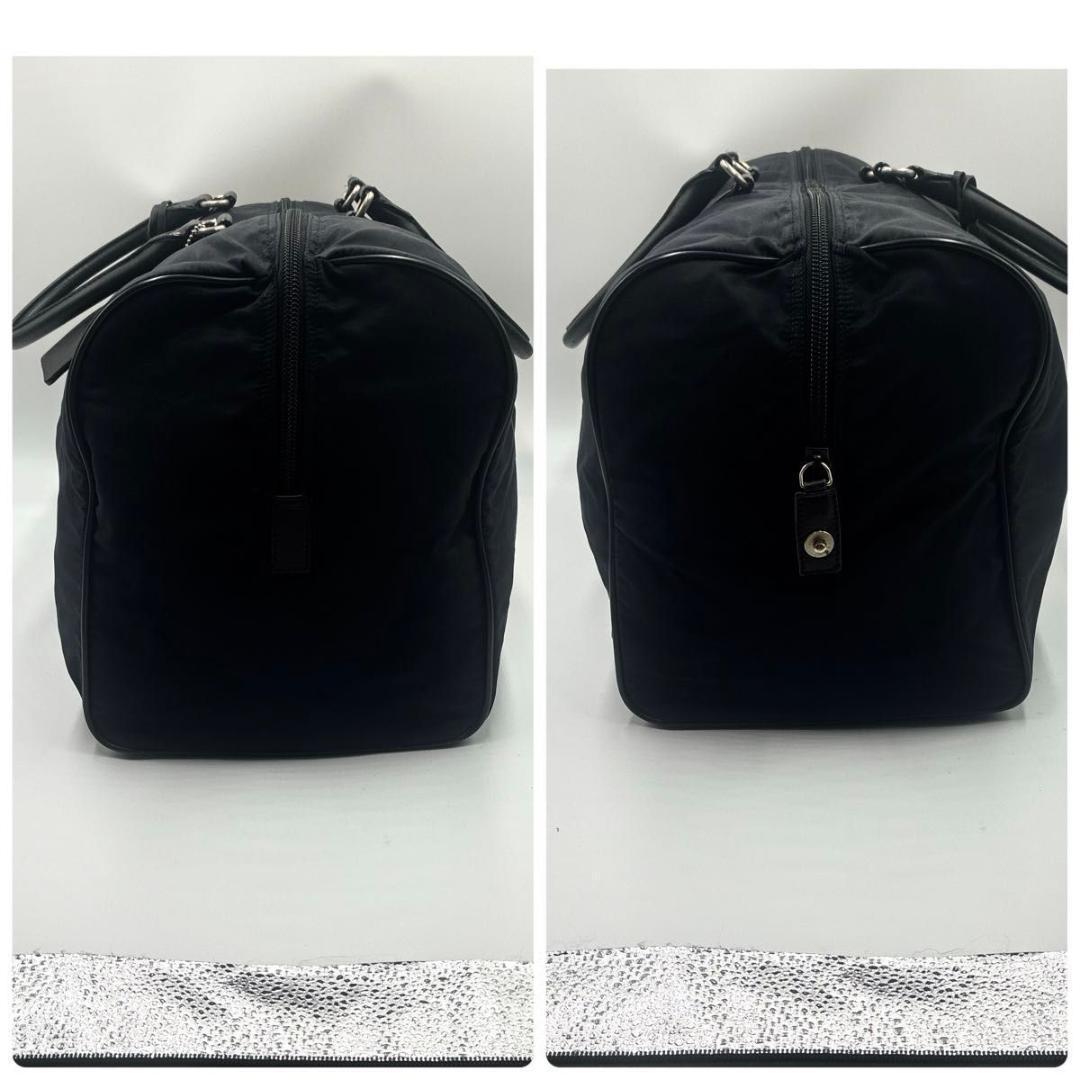 美品 プラダ ボストンバッグ ナイロン サフィアーノ 白タグ 大容量 ブラック