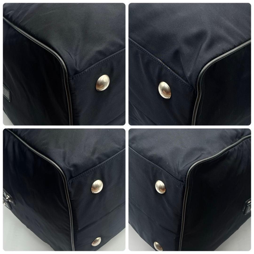 美品 プラダ ボストンバッグ ナイロン サフィアーノ 白タグ 大容量 ブラック