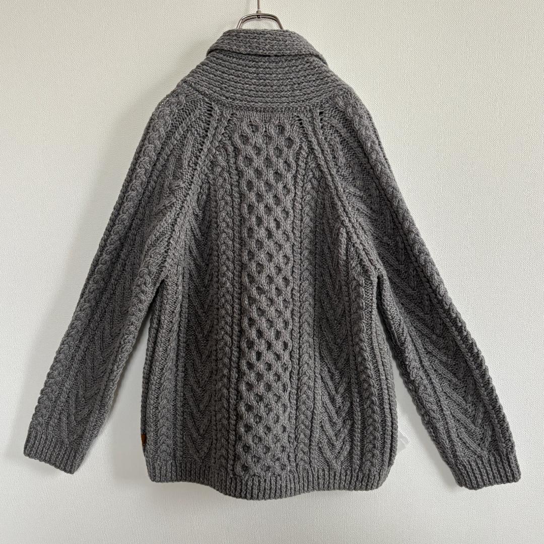 【超人気・極美品】ステューシー/ケーブルニット/厚手/ボタンロゴ/タブロゴ/XL