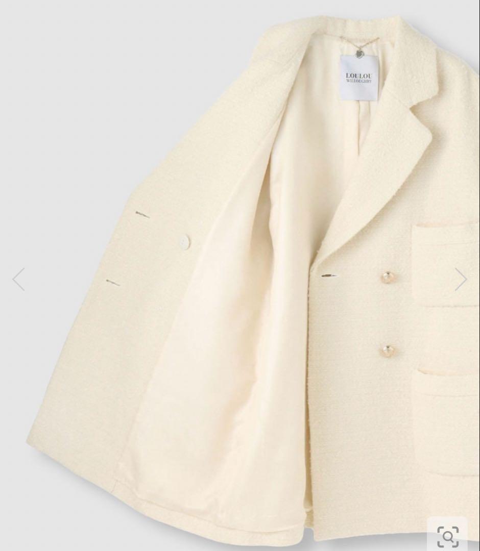 【LOULOU WILLOUGHBY】ツイードダブルミドルコート