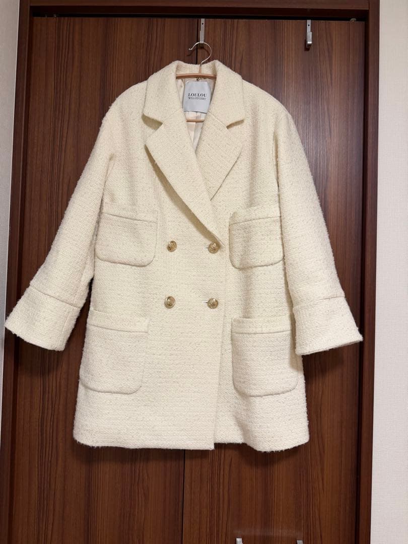 【LOULOU WILLOUGHBY】ツイードダブルミドルコート