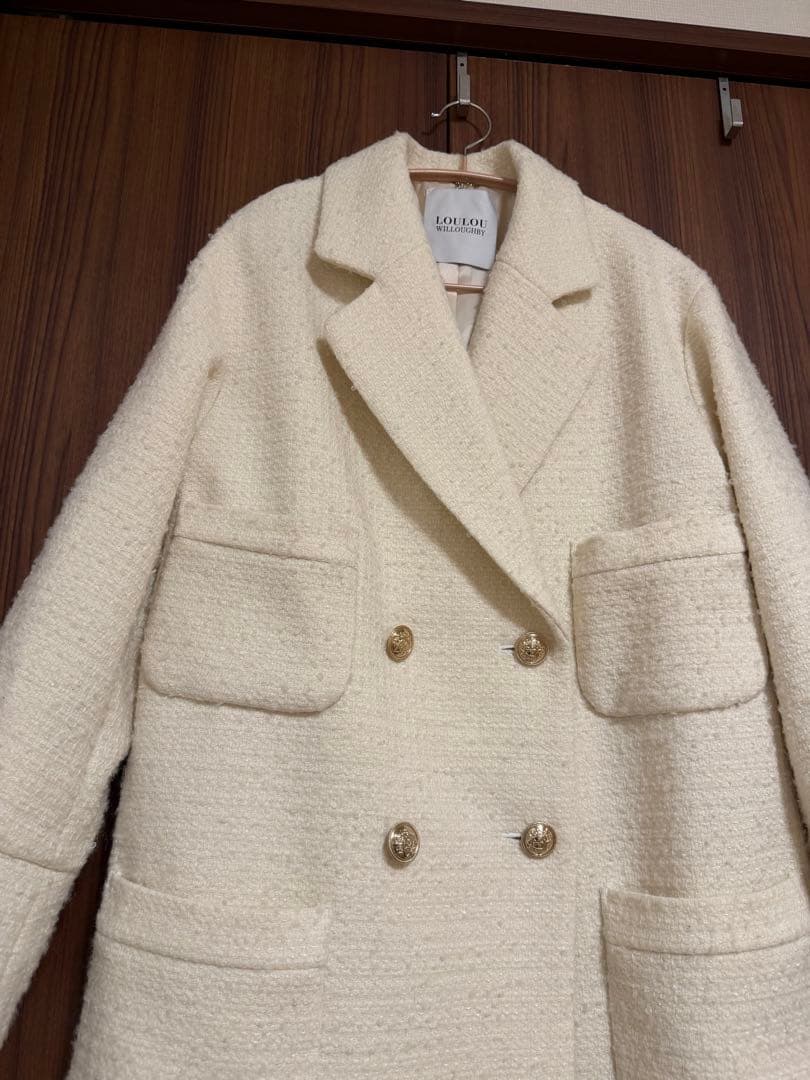 【LOULOU WILLOUGHBY】ツイードダブルミドルコート