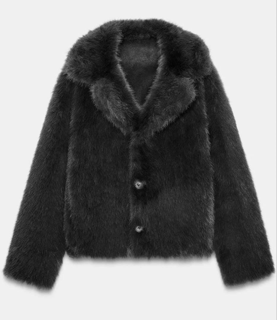 ZARAファー付き　リバーシブルショートコートＬ