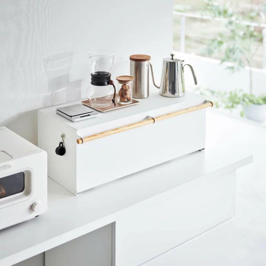 【新品】山崎実業 ブレッドケース トスカ ワイド ホワイト