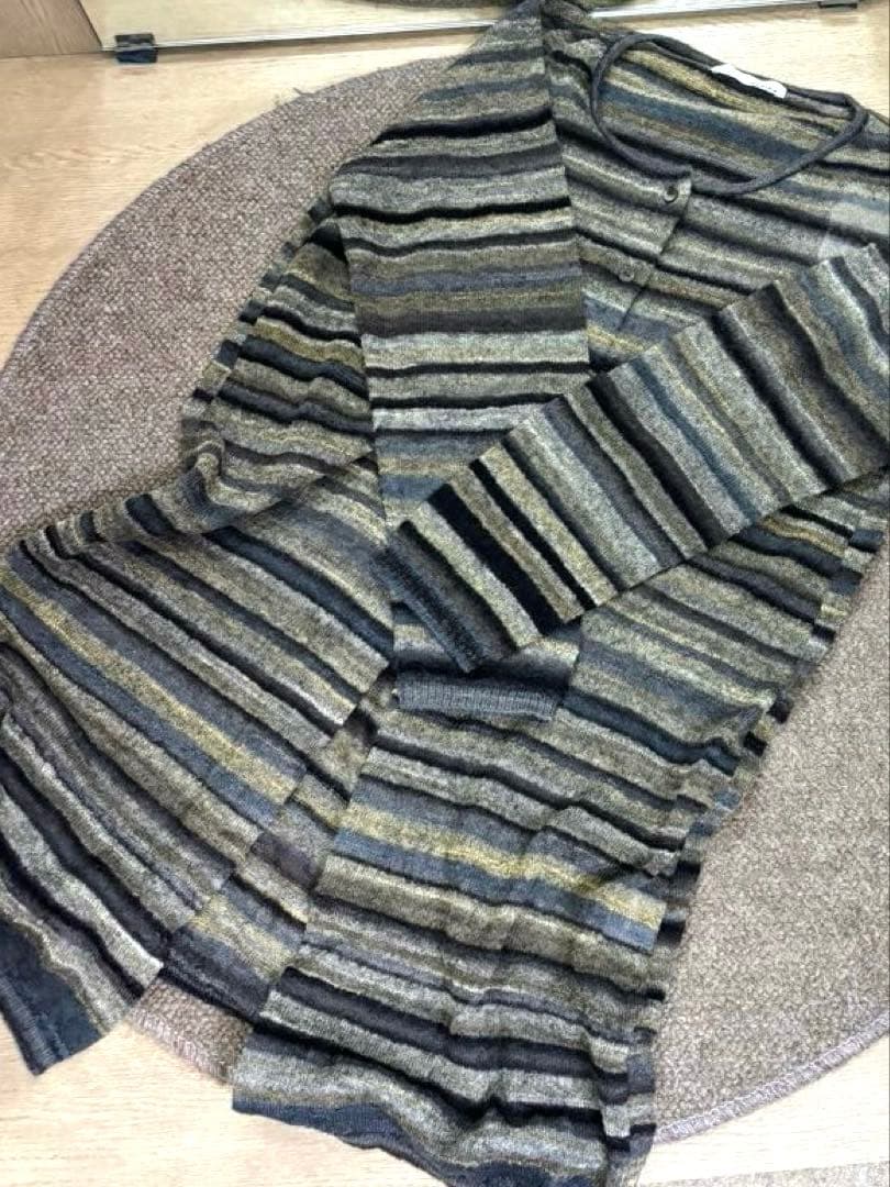 ☆新品☆佐藤繊維 モヘヤ混グラデーションボーダー ロングカーディガン