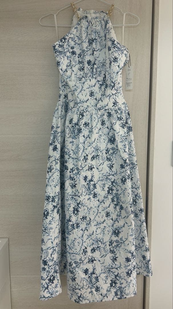 新品 DEA ローブドフルール ドレス キャバ ホルターネック ロング ブルー