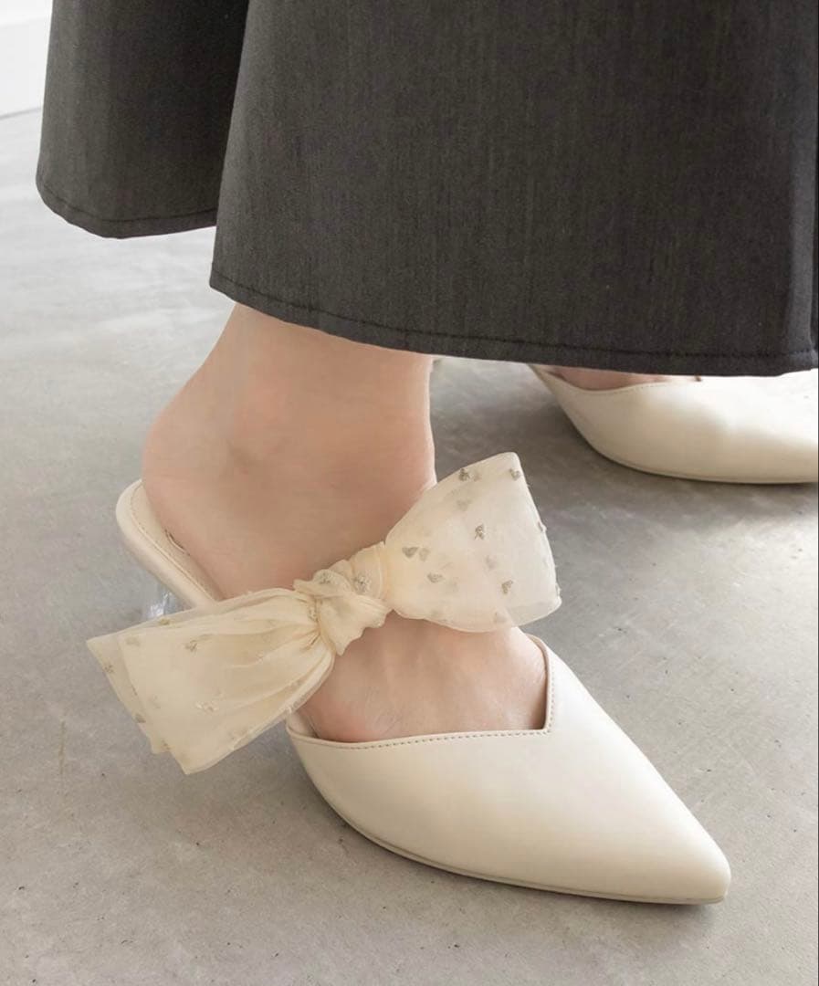 ランダRANDA HEARTCOLLECTION2WAYハート刺繍リボンミュール