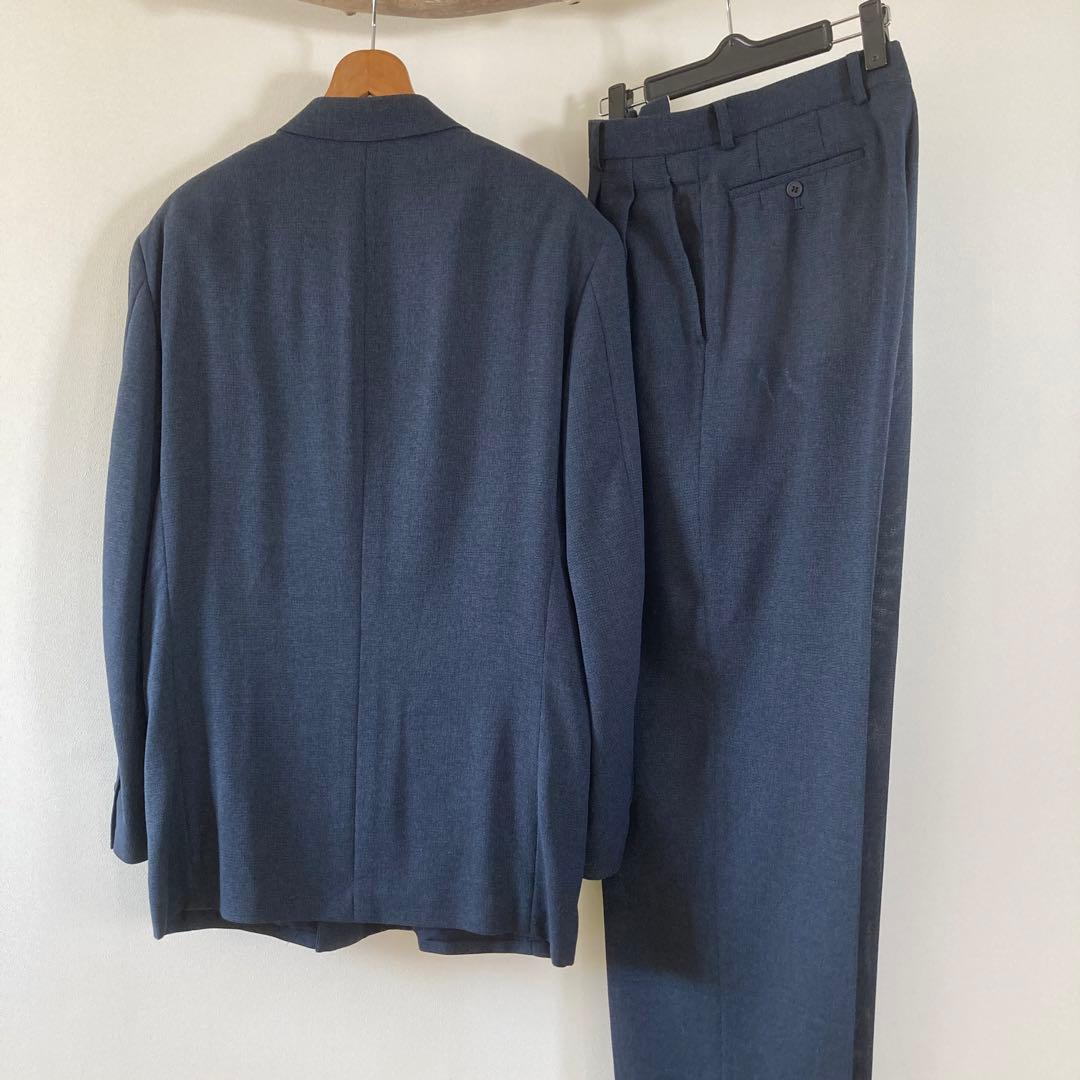 KENZO ダークブルー ダブルブレストスーツ　日本製　（株）ライカ　夏用