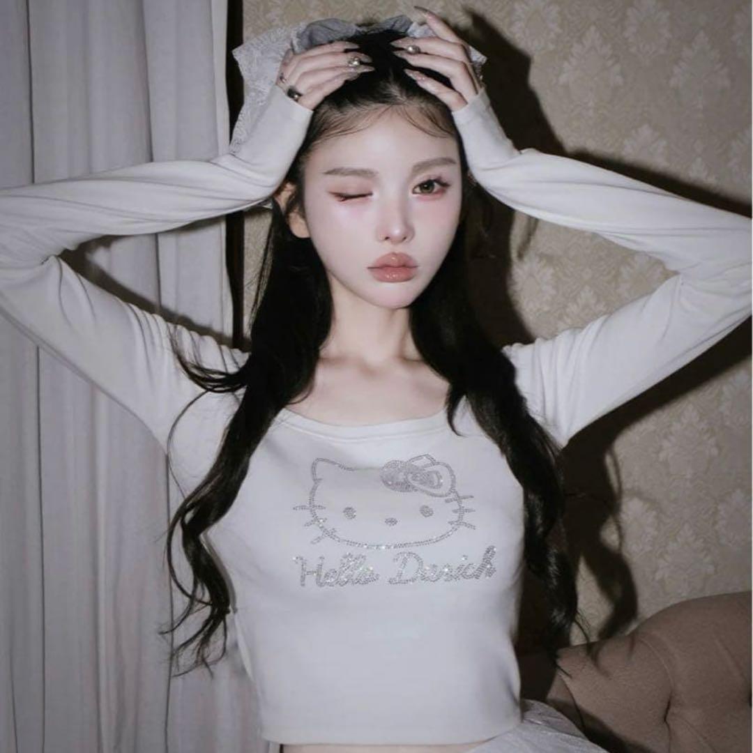 ダーリッチ Hello DarichコンパクトロングTシャツ 白