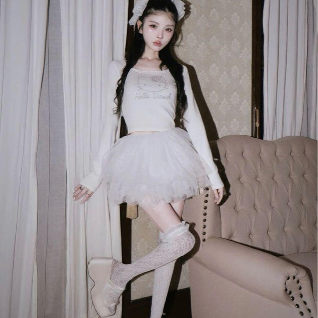 ダーリッチ Hello DarichコンパクトロングTシャツ 白